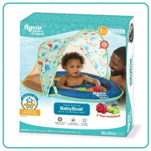 Aqua Swim School Grow-with-Me Baby Pool Float Boat for Infants | UPF 50 Canopy